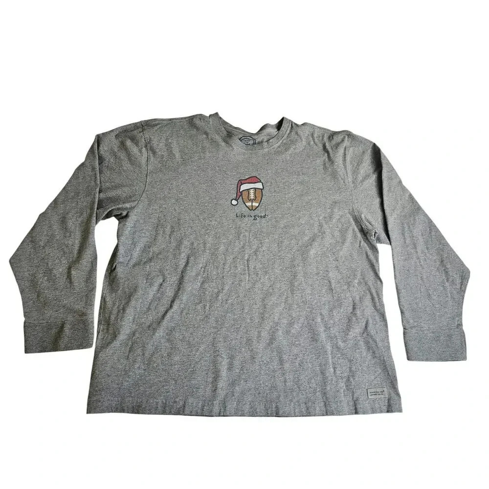 Life Is Good Santa Crusher Football Long Sleeve Tee Men’s XXL
